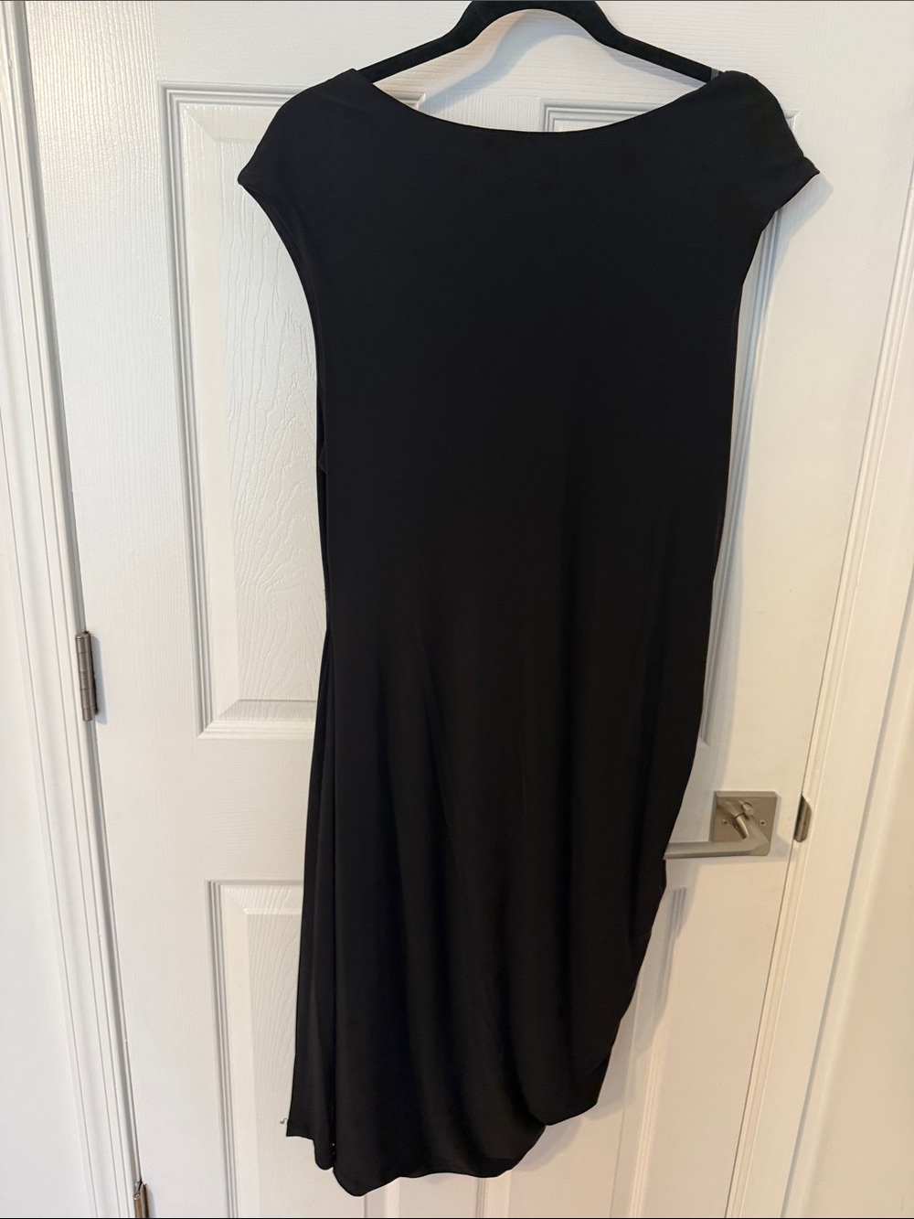 Sharagano Black Draped Cowl Neck Ruched Cocktail Dress Size 16 - Picture 9 of 12
